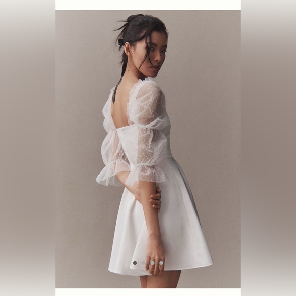 ANTHROPOLOGY AMANDA UPRICHARD LALITA ORGANZA PUFF-SLEEVE MINI DRESS - Picture 4 of 9